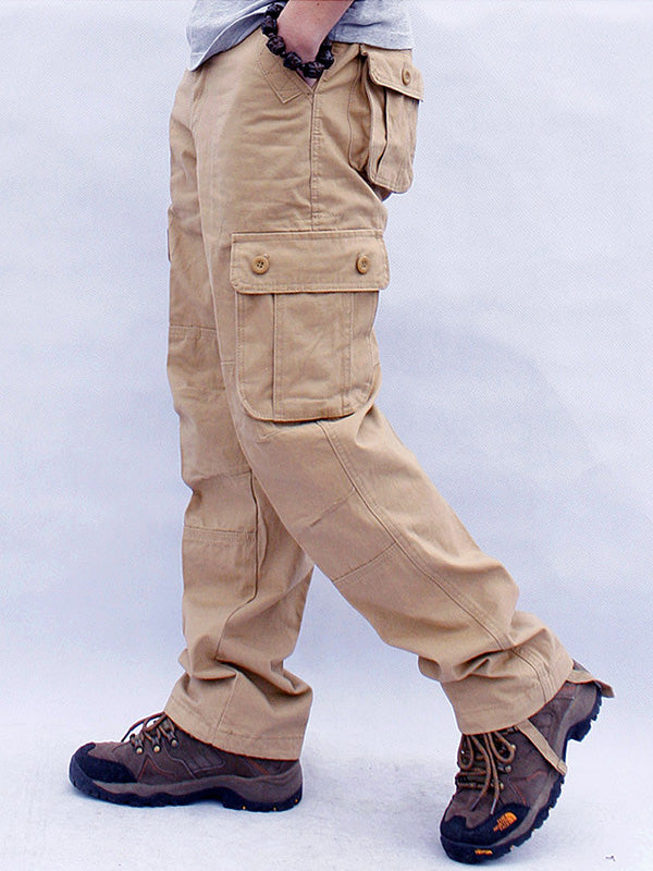 Men's Casual 6 Pockets Straight Cargo Pants