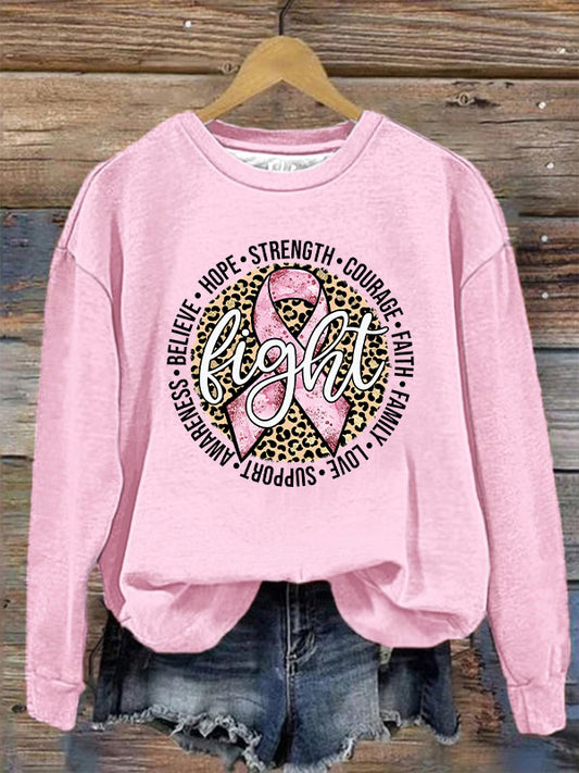 Fight Breast Cancer Pink Ribbon Graphic Cozy Sweatshirt