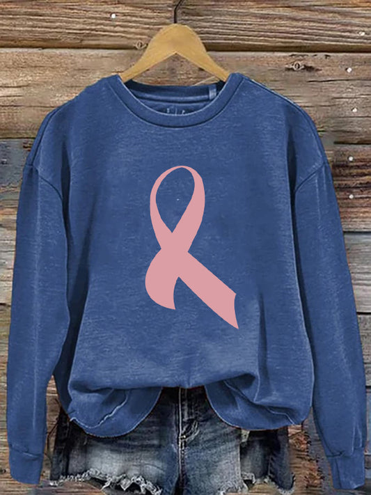 Pink Ribbon Graphic Cozy Sweatshirt