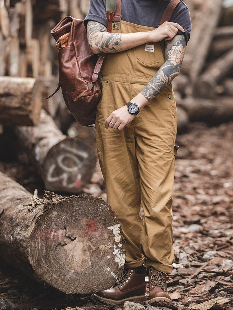 Men's Duck Bib Brown Canvas Overalls