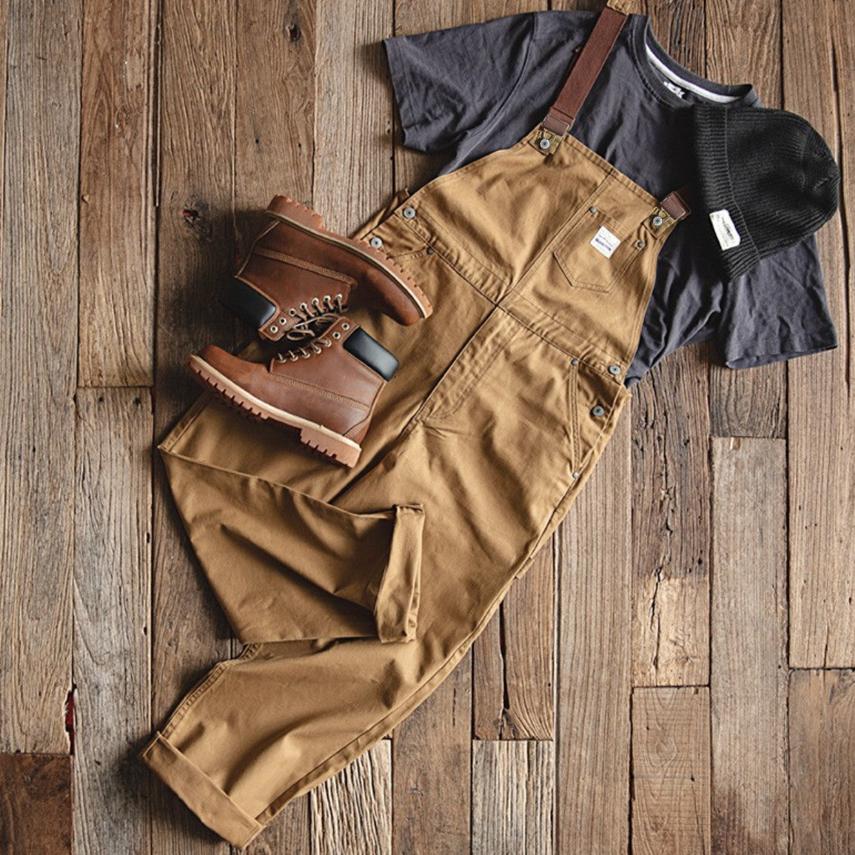 Men's Duck Bib Brown Canvas Overalls