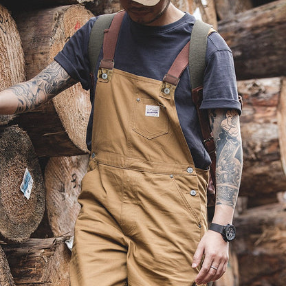 Men's Duck Bib Brown Canvas Overalls