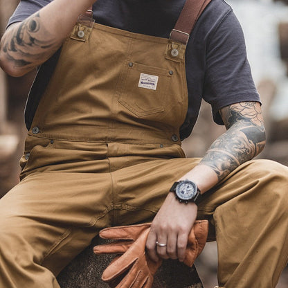 Men's Duck Bib Brown Canvas Overalls