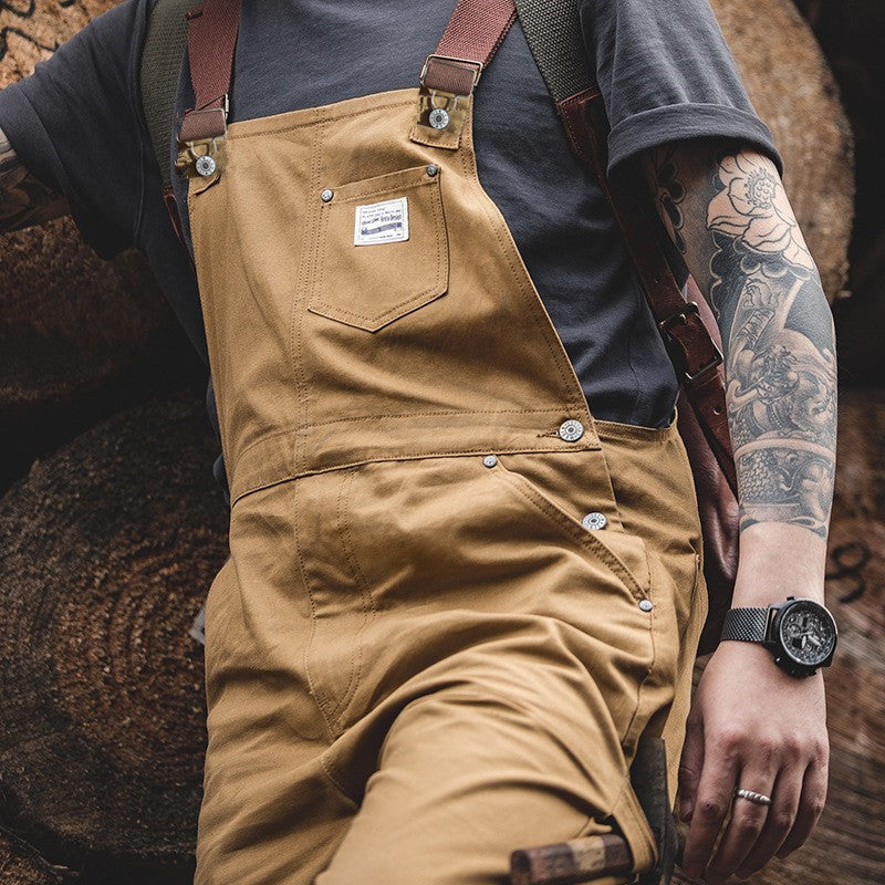 Men's Duck Bib Brown Canvas Overalls