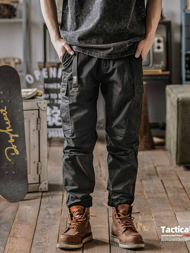 Men's Washed Tactical Cargo Pants with Belt