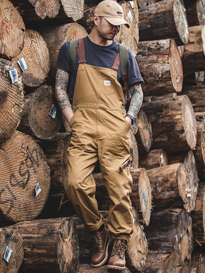 Men's Duck Bib Brown Canvas Overalls