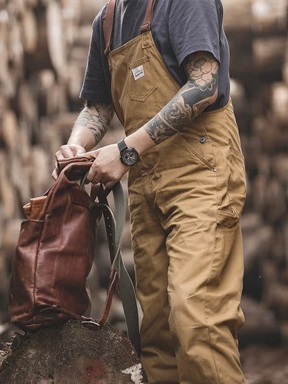 Men's Duck Bib Brown Canvas Overalls