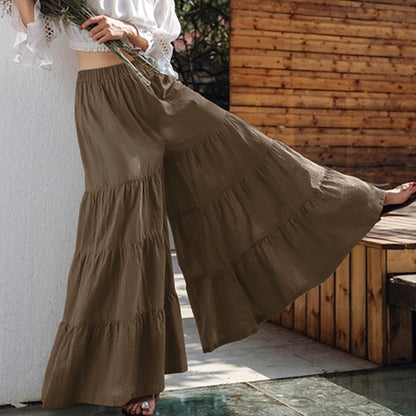 Women's Casual Wide Leg Elastic Waist Culottes