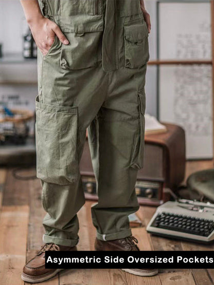 Sloppy Overalls Big Pockets Workwear with Zipper Fly