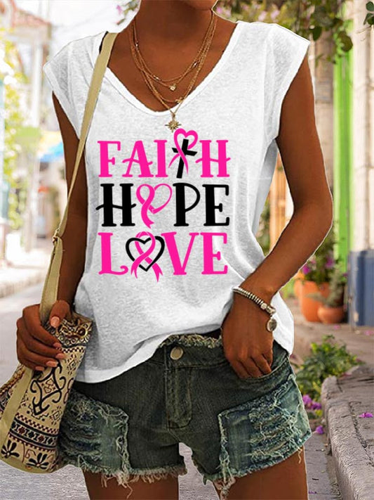 Faith Hope Love Pink Ribbon Graphic T-shirts