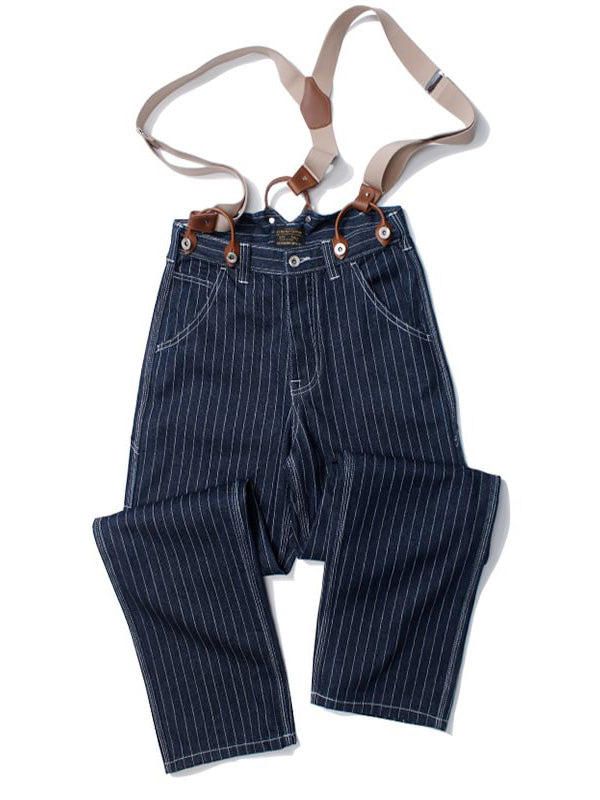 Vintage Striped Straight Denim Suspender Jeans Overalls