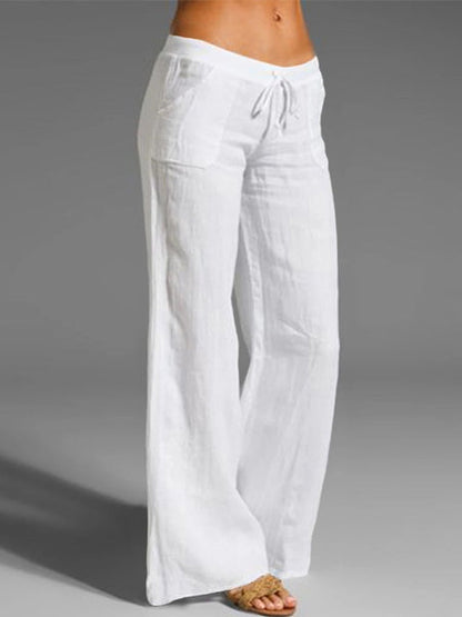 Linen Low Rise Wide Leg Pants