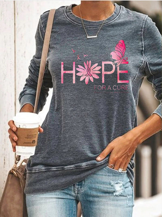 Hope For a Cure Breast Cancer Awareness Washed Sweatshirt