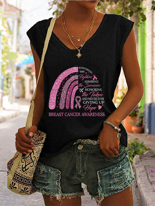 Breast Cancer Awareness Supporting the Fighters Graphic Cap Sleeve T-shirt