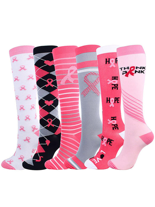 Pink Ribbon🎗Compression Socks - 20-30 mmHg Colorful Support Stockings