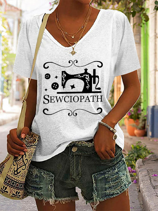 Funny Sew Sewciopath Graphic Short Sleeve T-Shirt