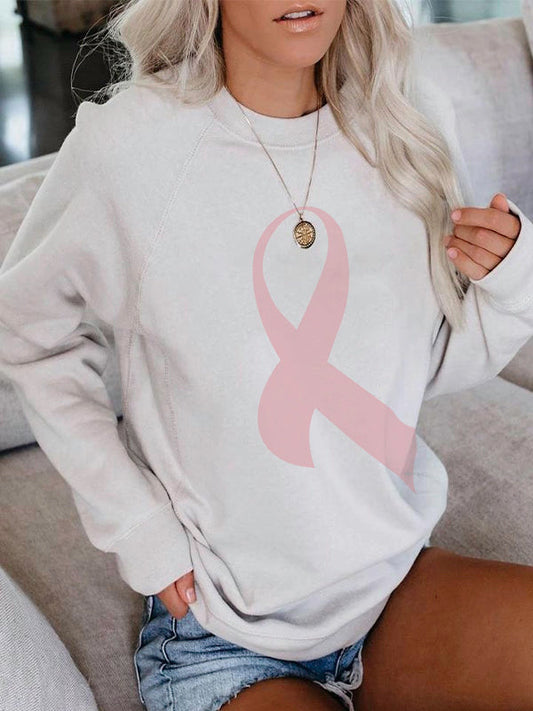 Pink Ribbon Print Sweatshirt