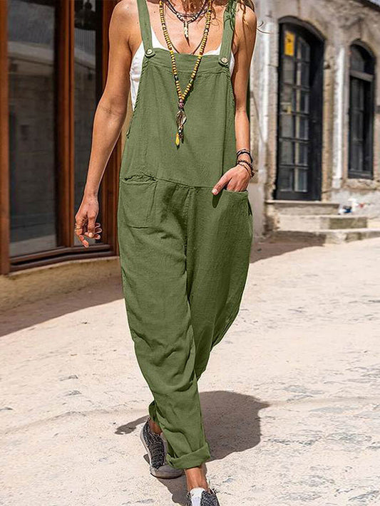 Women's Casual Loose Button Shoulder Strap Overalls