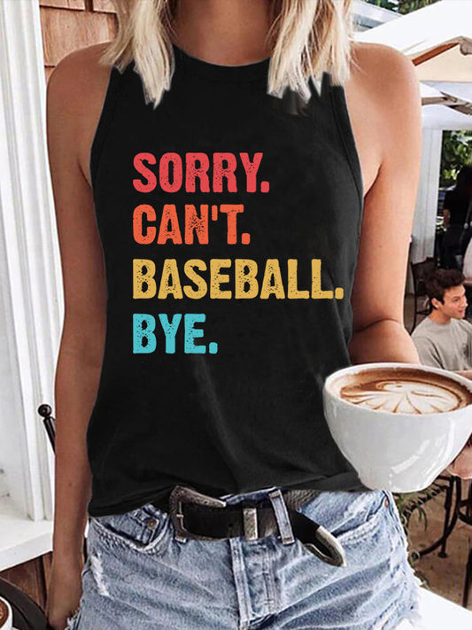 Sorry Can't Baseball Bye Tank Top