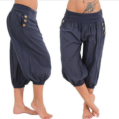 Knee-length Aladdin Loose Elastic Waist Harem Pants