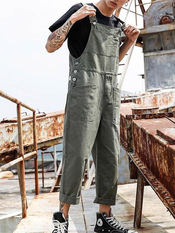 Unisex Vintage Casual Pocket Overalls