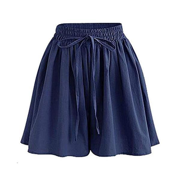 Drawstring Culottes With Side Pockets Navy