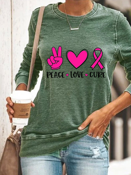 Peace Love Cure Pink Ribbon Sweatshirt