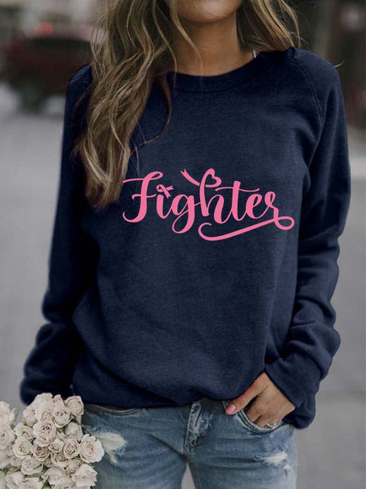 Fighter Pink Ribbon Graphic Sweatshirt