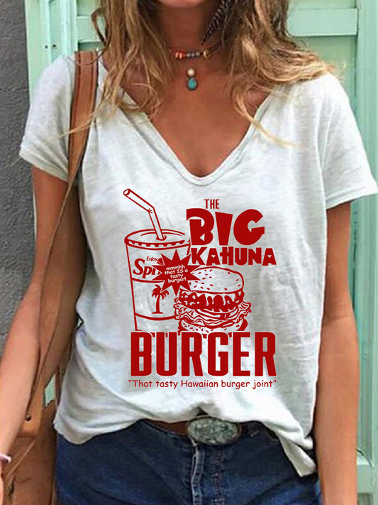 The Big Kahuna Burger Graphic V-neck Short Sleeve T-shirt