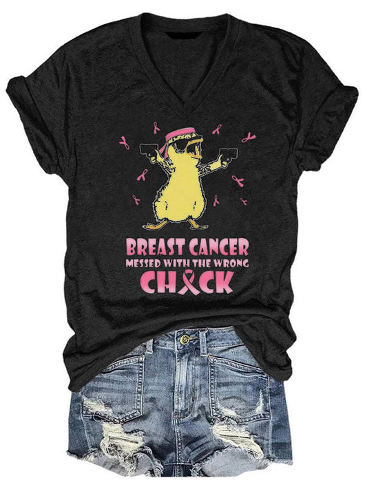 Breast Cancer Messed With The Wong Chick Graphic T-shirt