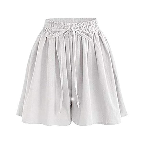 Drawstring Culottes With Side Pockets White