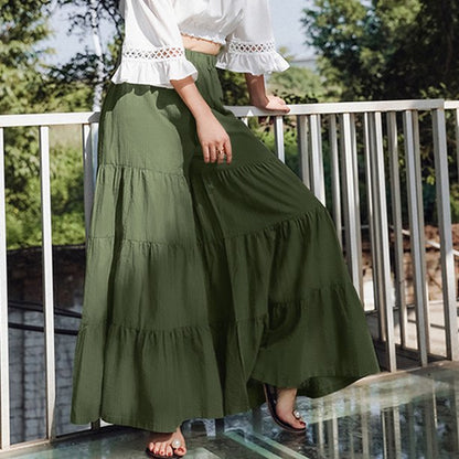 Women's Casual Wide Leg Elastic Waist Culottes