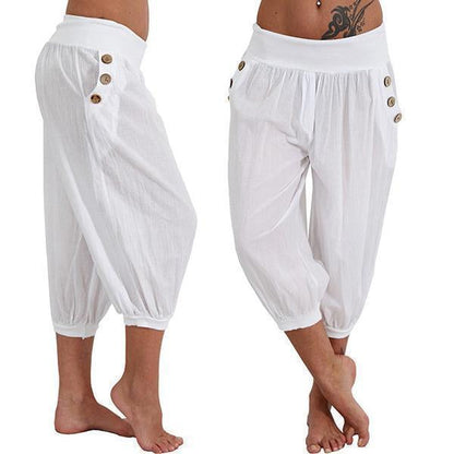 Knee-length Aladdin Loose Elastic Waist Harem Pants