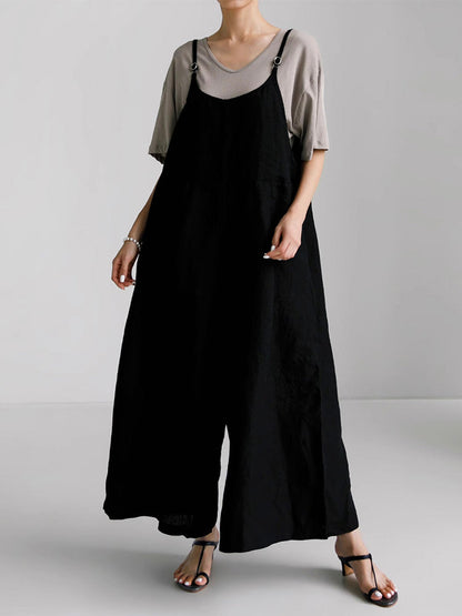 Wide Leg Jumpsuit in Cotton and Linen