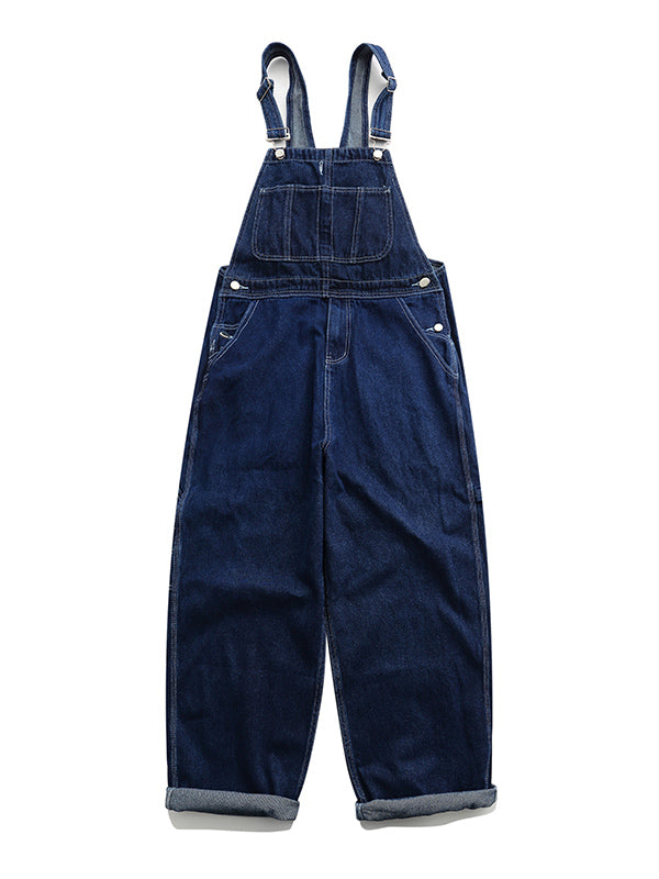 Unisex Vintage Large Pocket Denim Overalls