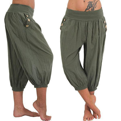 Knee-length Aladdin Loose Elastic Waist Harem Pants