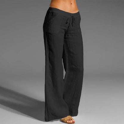 Linen Low Rise Wide Leg Pants