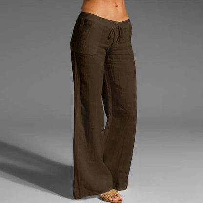 Linen Low Rise Wide Leg Pants