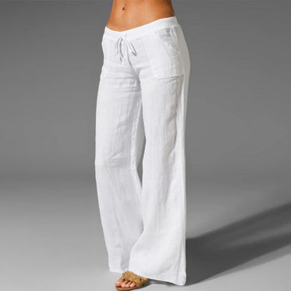 Linen Low Rise Wide Leg Pants