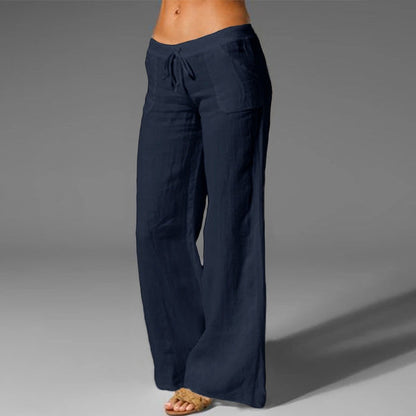 Linen Low Rise Wide Leg Pants