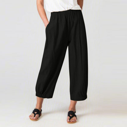 Casual Cropped Pants Elastic Waist Baggy Lounge Harem Pants