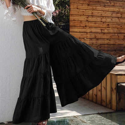 Women's Casual Wide Leg Elastic Waist Culottes