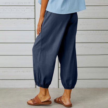 Button Casual Cropped Pants