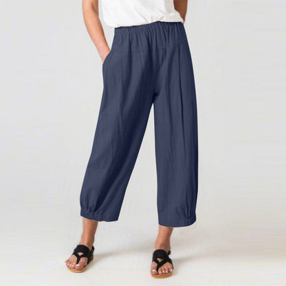 Casual Cropped Pants Elastic Waist Baggy Lounge Harem Pants