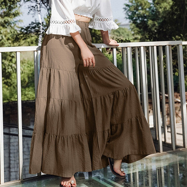 Women's Casual Wide Leg Elastic Waist Culottes