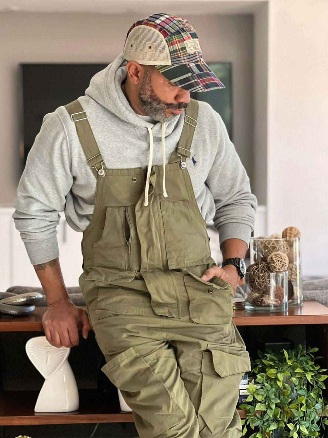 Sloppy Overalls Big Pockets Workwear with Zipper Fly