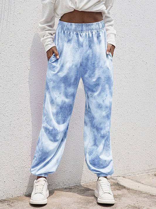 Tie Dye High Rise Cotton Sweatpants