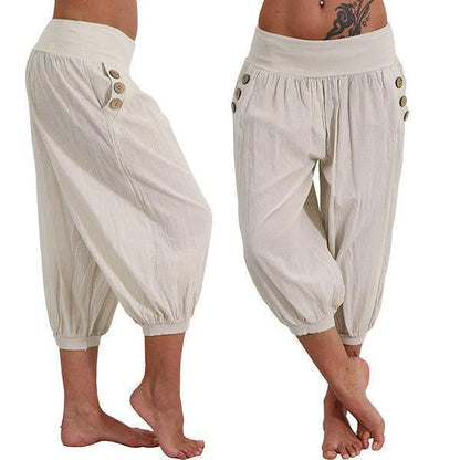 Knee-length Aladdin Loose Elastic Waist Harem Pants