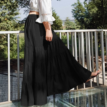 Women's Casual Wide Leg Elastic Waist Culottes