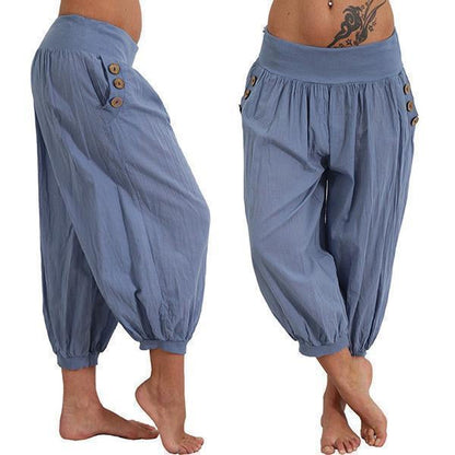 Knee-length Aladdin Loose Elastic Waist Harem Pants